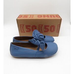 Camper For Kids Blue Leather Bow Flats EU 36 US 3.5 NEW